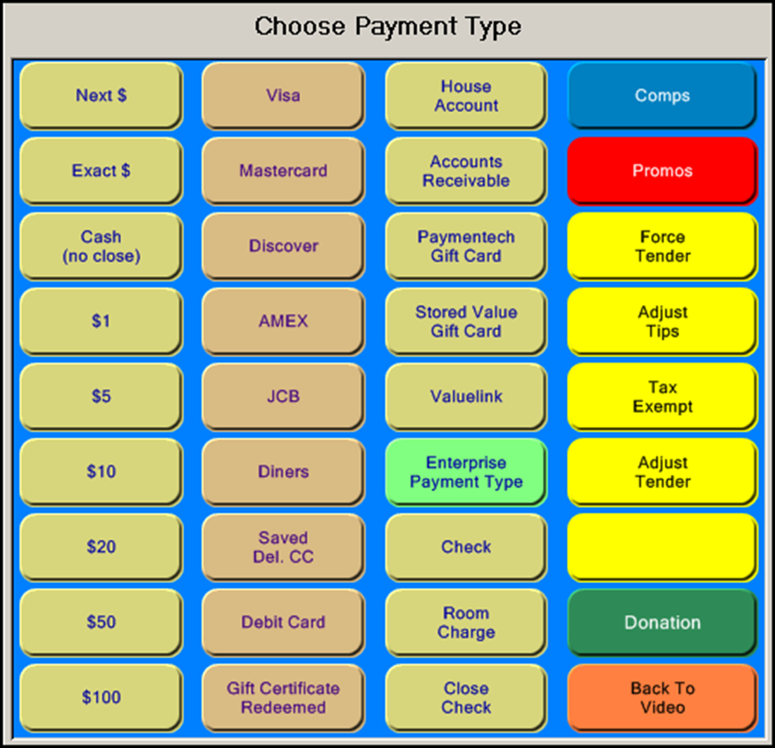 Choosing Donation button from available tenders on payments screen