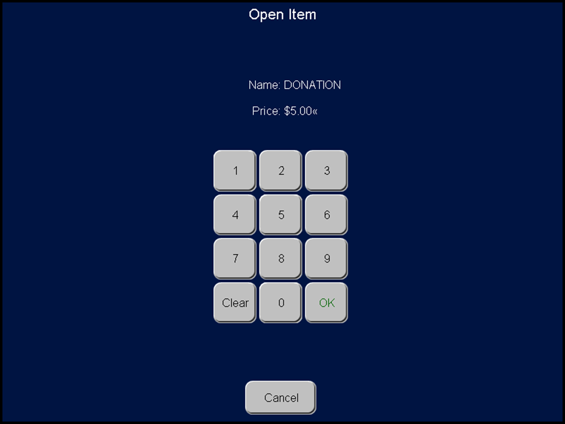 Type the open amount to donate using the keyboard that appears