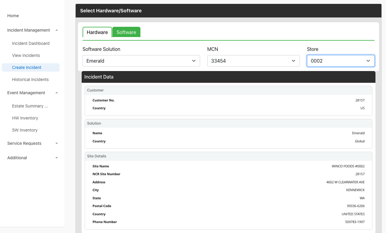 Create SW Incident Page